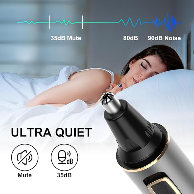 XOOMRSCP Nose Hair Trimmers for Men，Rechargeable Hair Trimmer 2 in 1 Painless Multifunctional Ear and Nose Hair Trimmer with IPX7 Waterproof Dual Edge Blades (Grey)
