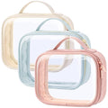 PACKISM Clear Makeup Bag - TSA Approved Toiletry Bag, 3 Blue Pink Yellow