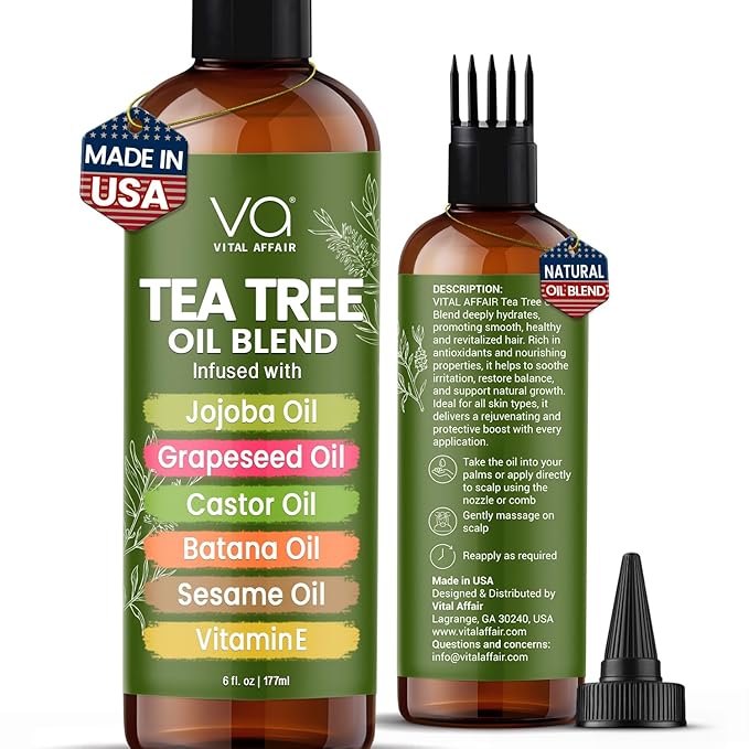 Tea Tree Hair Growth Oil 6 Fl Oz With Jojoba, Castor, Batana Oil