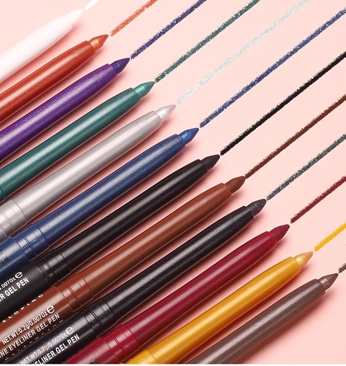 Mefyhtune Reddish Brown Cream Shimmer Eyeliner Pencil Waterproof Retractable Brown Gel Eyeliner Smudge-proof Hypoallergenic Makeup (05#)