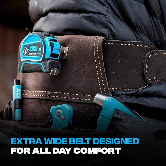 OX Pro Drywall Tool Belt - 22-Pocket Leather Tool Belt Pouches - (XL) Made of Oil-Tanned Leather with Double-Stitching and Steel Rivets for Men OX-P263806
