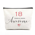 18th Birthday Makeup Bag - Inspirational Gifts for Her, Sister or Mom - Decorations for Women Celebrating 18 Years of Being Awesome