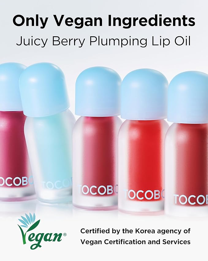 TOCOBO Juicy Berry Plumping Lip Oil 13 Choco Berry – Korean Vegan Hydrating Lip Oil with Plant Oils for High Shine Gloss - Non Sticky Formula for All Skin Tones, 0.12 fl.oz.