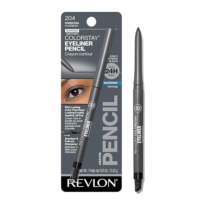 REVLON ColorStay Pencil Waterproof Eyeliner, 204 Charcoal, 0.01 oz