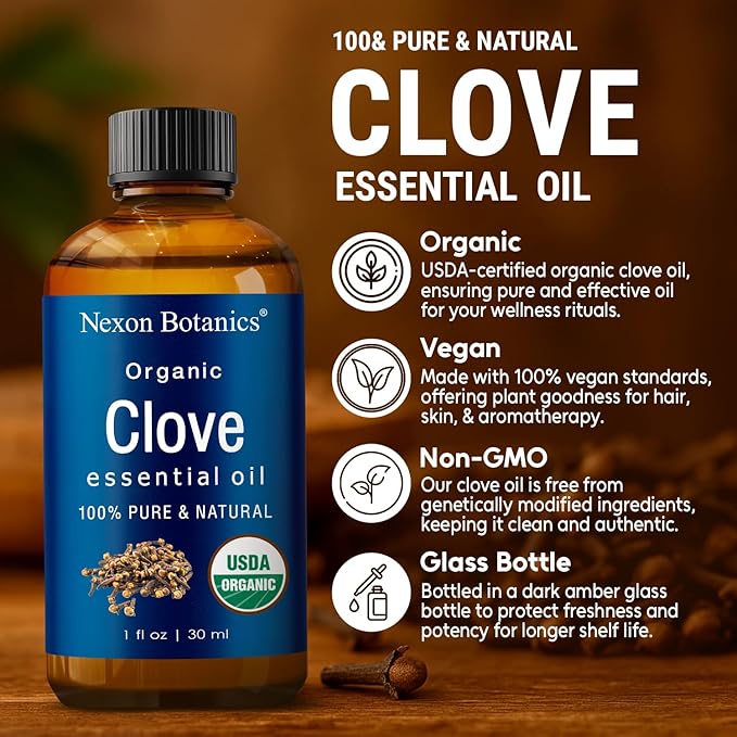Organic Clove Essential Oil 30 ml - Pure, Natural, Undiluted for Toothache