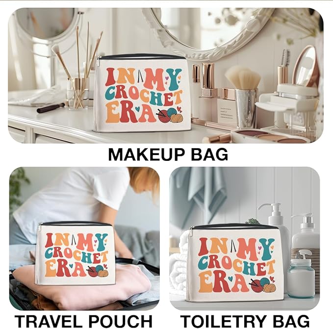FYDHQSS Crochet Gifts Accessories for Women Crocheters Makeup Bag