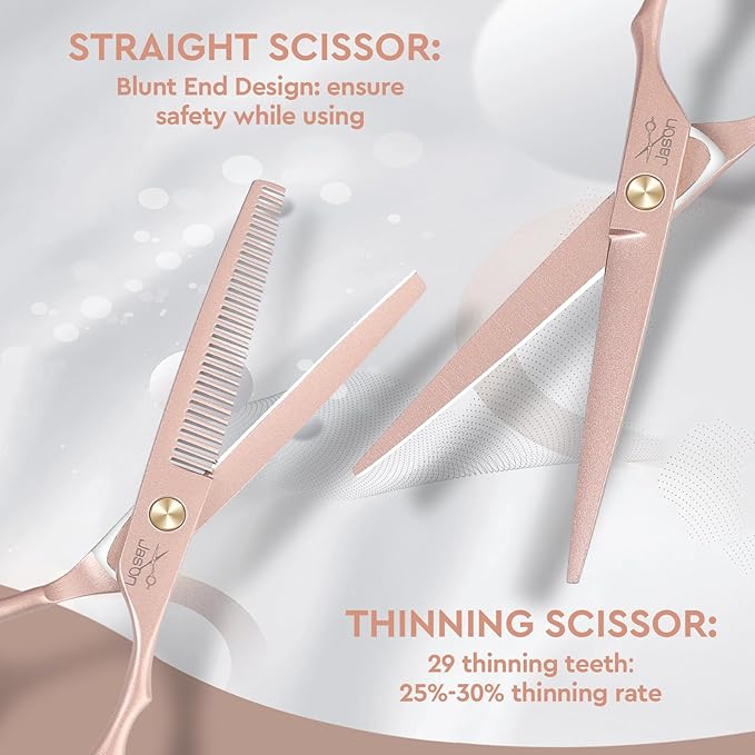 JASON Hair Cutting Scissors Set - 10-Piece Thinning Shears RoseGold 6"