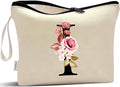 Vavabox A-Z Personalized Makeup Bag, Birthday Gifts for Women Mom, Gifts for Best Friend, Bride Bridesmaid Cosmetic bag (I, Cream Yellow)