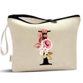 Vavabox A-Z Personalized Makeup Bag, Birthday Gifts for Women Mom, Gifts for Best Friend, Bride Bridesmaid Cosmetic bag (I, Cream Yellow)