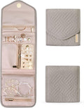BAGSMART Travel Jewelry Organizer Case Foldable Jewelry Roll,Warm Gray