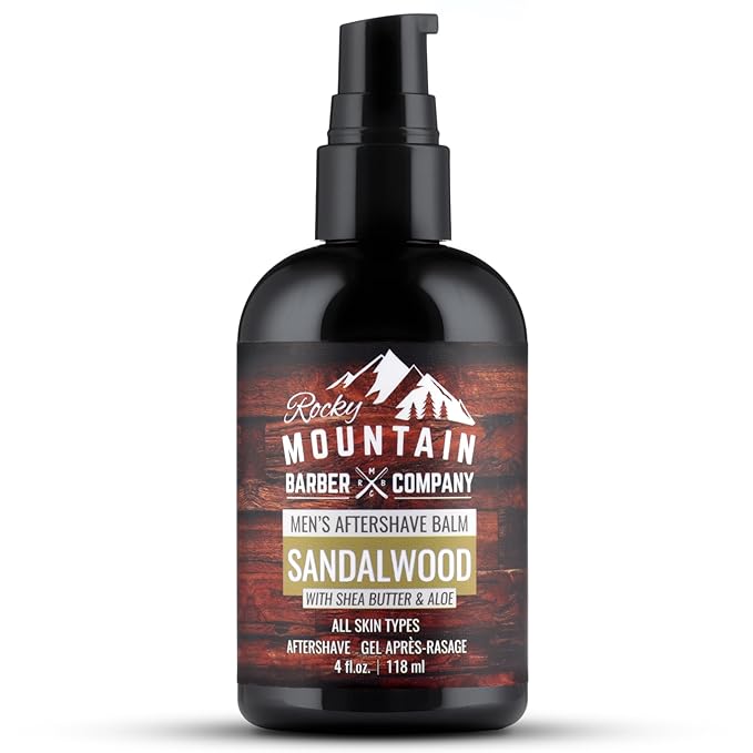 Rocky Mountain Barber Company Sandalwood Aftershave Balm for Men, 4 oz