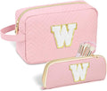 Sernaxi Personalized Initial Makeup Bag Waterproof Leather Cosmetic Bag Travel Toiletry Bag, Valentine’s Day Gift Makeup Organizer Case & Makeup Pouch for Women Teen Girls Mom Girlfriend Wife