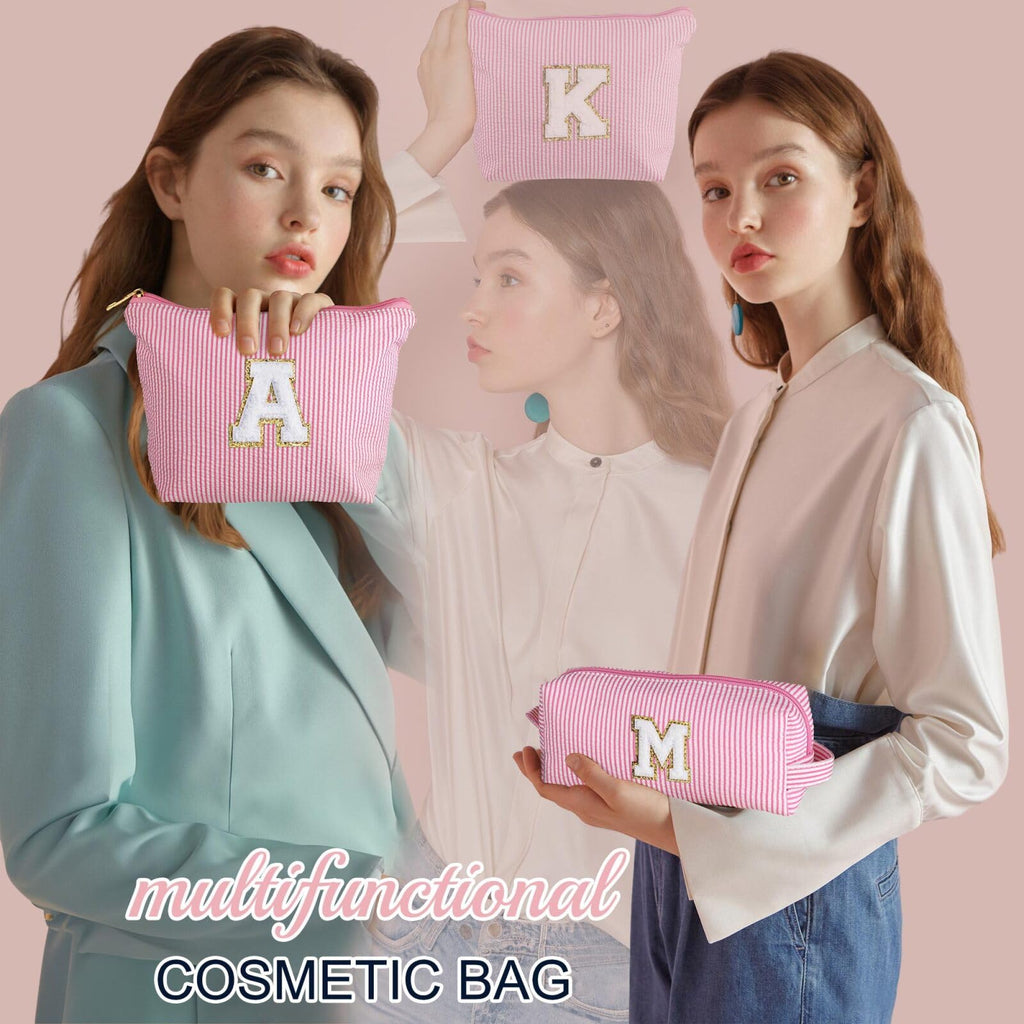 YOOLIFE Birthday Gifts for Women Kids Teen Girls Birthday Gifts for 6 7 8 9 10 11 12 13 Year Old Girls Initial Birthday Gift Makeup Bag for Girl Daughter Sister Teacher Friend Girlfriend Pink K