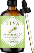 Siva Lemongrass Essential Oil 4 Fl Oz – for Diffuser, Skin & Hair Care – Ideal for Massage & DIY Blends- with Dropper