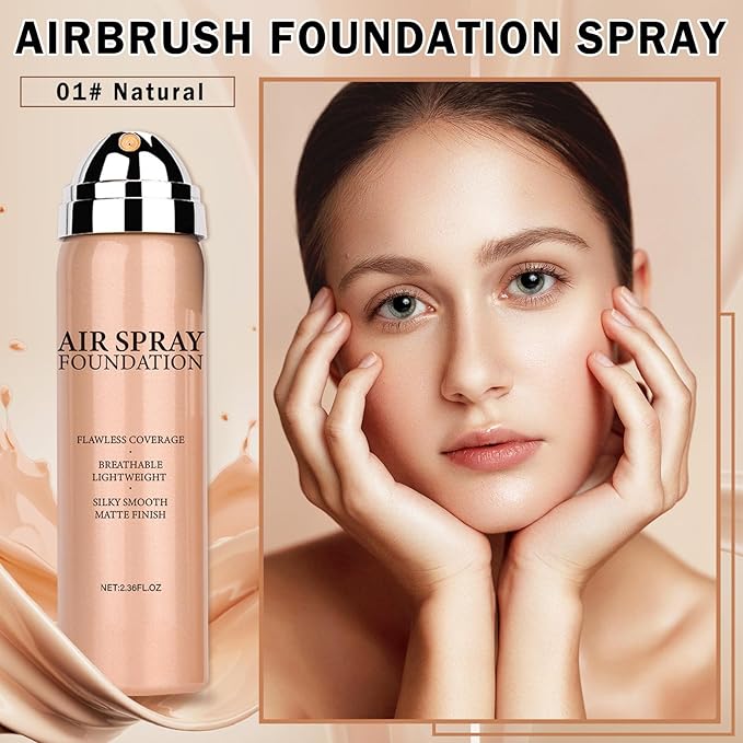 QIUFSSE Airbrush Foundation Makeup Spray (Natural/Warm Porcelain)