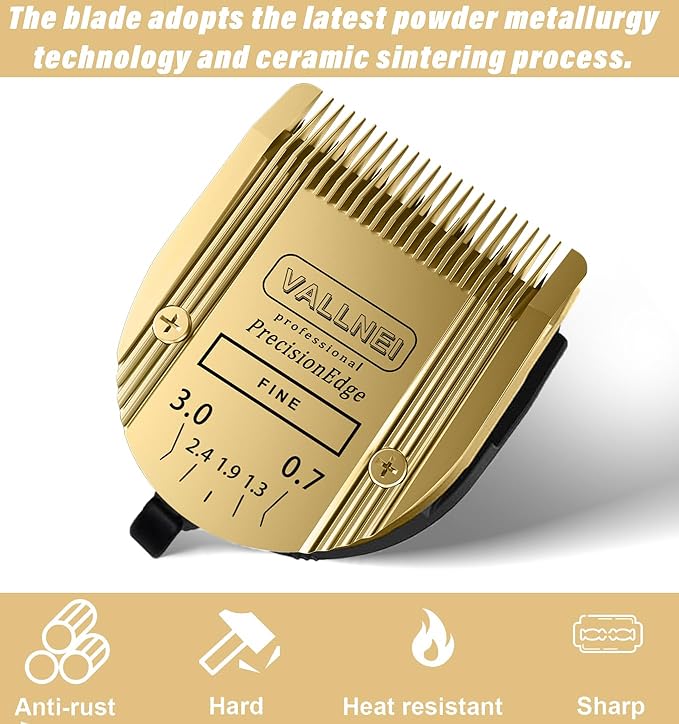 VALLNEI [2 Pack] 5-in-1 Replacement Clipper Blade, Detachable & Adjustable Dog Grooming Blade Compatible with Wahl Arco, Bravura, Chromado, Creativa, Figura, Motion & SuperGroom (Gold)