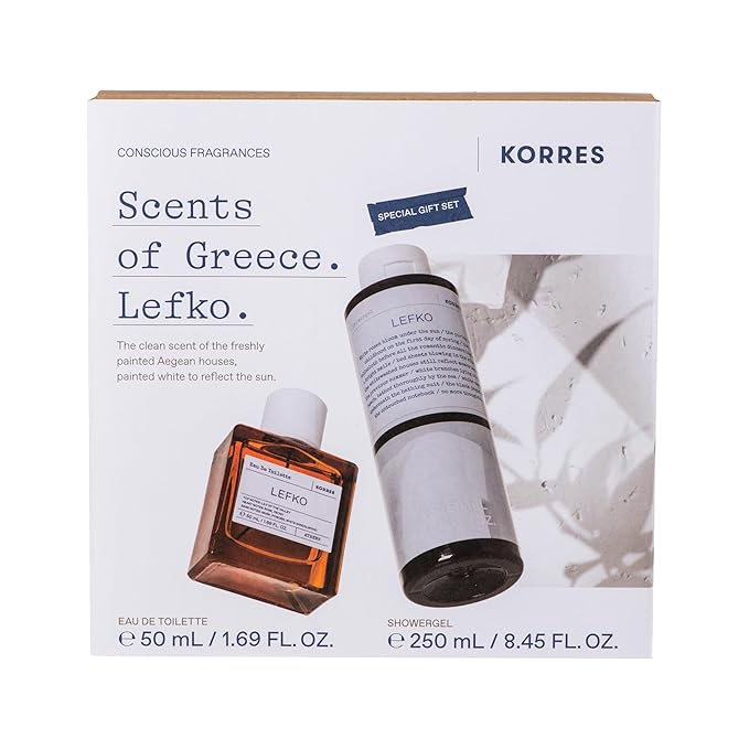 KORRES Lefko Eau De Toilette 1.69 Fl Oz & Shower Gel 8.45 Fl Oz Unisex Set