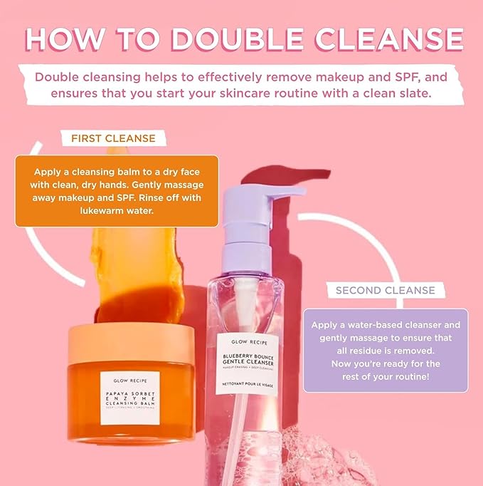 Glow Recipe Papaya Enzyme Cleansing Balm Makeup Remover - Gentle Exfoliator, Makeup Melting Balm & Face Cleanser for Women - Exfoliating Face Wash to Even Skin Tone & Lock-in Facial Hydration (3.38oz)