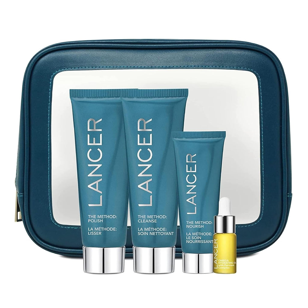 Lancer Skincare Intro Kit | Face Scrub, Cleanser, Moisturizer & Omega Oil