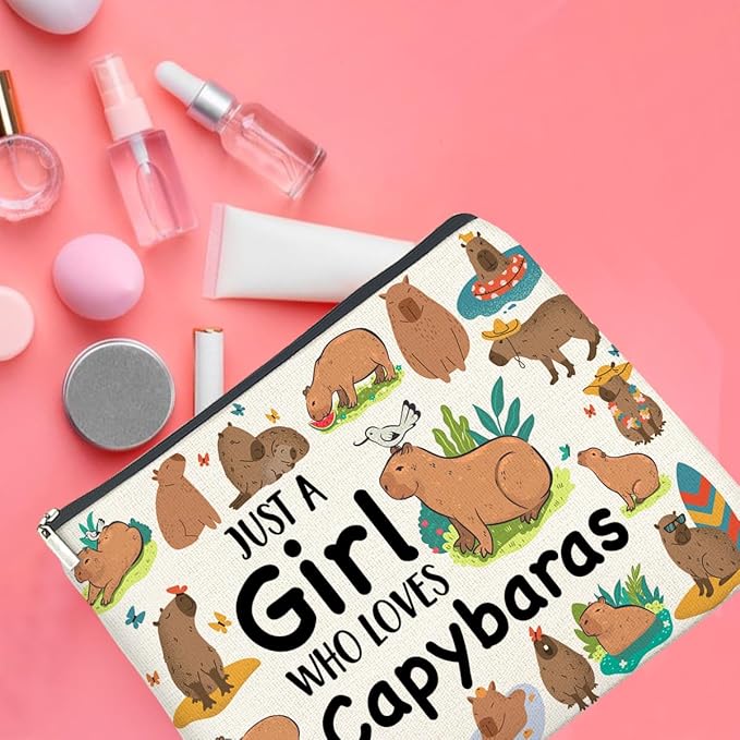 UPNEGE Capybara Lover Gifts Makeup Bag for Teens Women