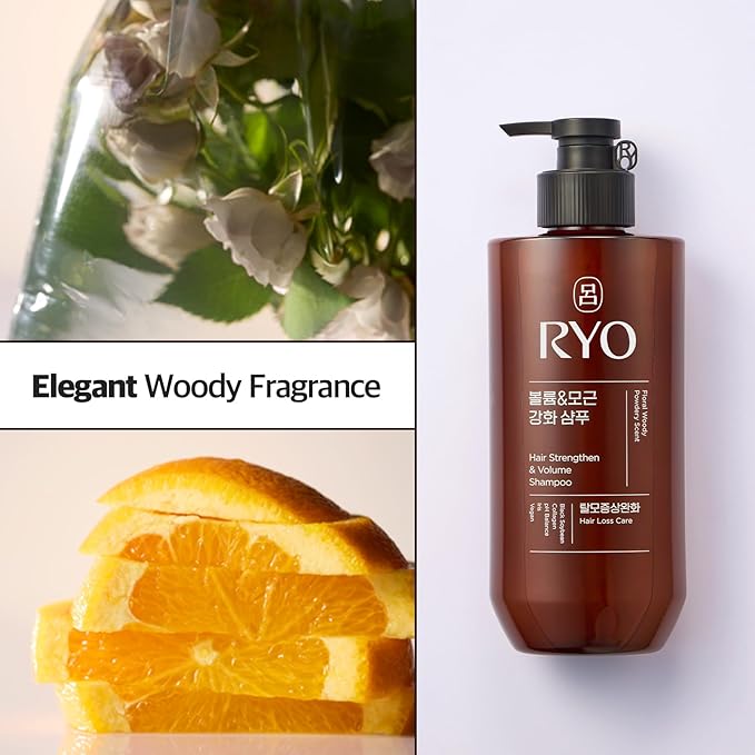 RYO Strengthen & Volume Shampoo - Korean Ginseng & Caffeine Shampoo | Rice Peptide for Volumizing and Revitalizing | Fine Hair | Thickening and Strengthening hair roots | Roots Anchoring, 16 Fl Oz.