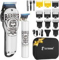 BESTBOMG® Professional Hair Clippers for Men, Clipper & Trimmer Set, White