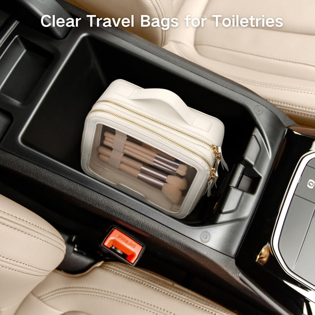 PACKISM Clear Makeup Bag - PU Leather Clear Travel Bags for Toiletries