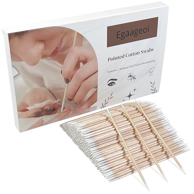 Egaageoi 600 Count 4 Inch Double-Sided Pointed Cotton Swabs for Nail