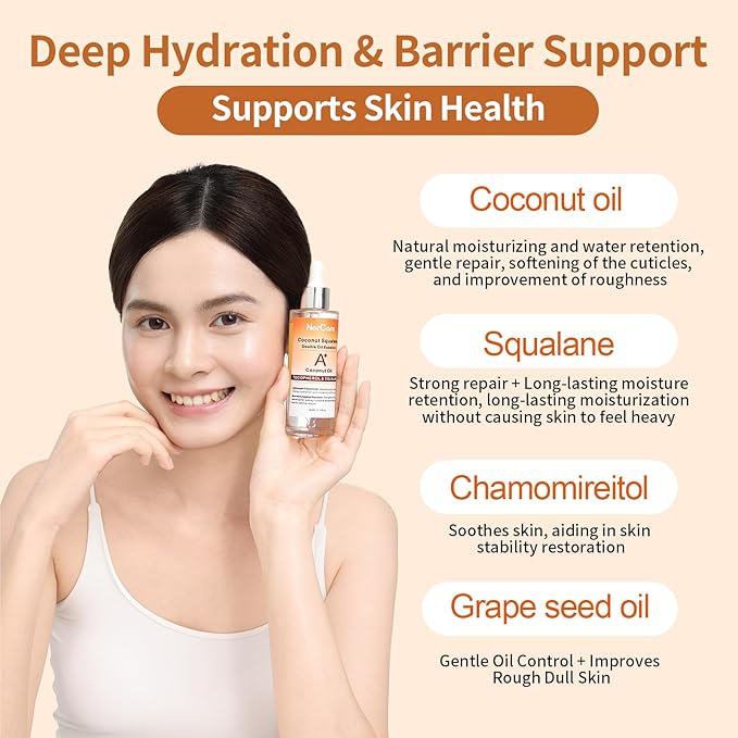 NorCare Skin Care Essential oil Coconut & SqualaneDual-Essence Oil Skincare Tech 2026 | 80ml Soothes,Brightens, and repairs your skin barrier. Formulated for allskin types