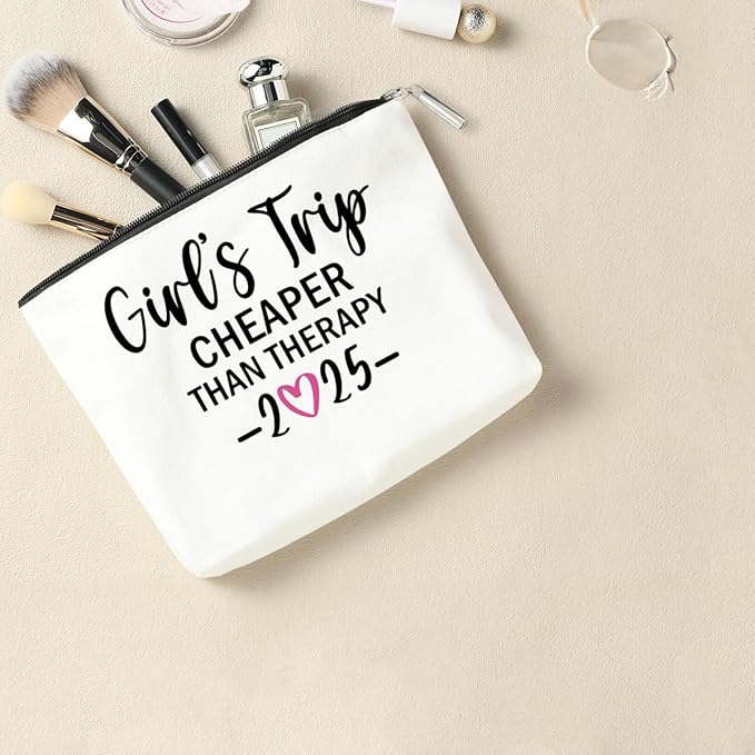 2 PCS Girls Trip Gifts Favors 2026 Girls Weekend Gifts for Women Bestie Gifts Friend Gifts Girls Trip Favors for Sister Her Best Friend Friendship Holiday Vacation Makeup Bag Weekend Bags for Women