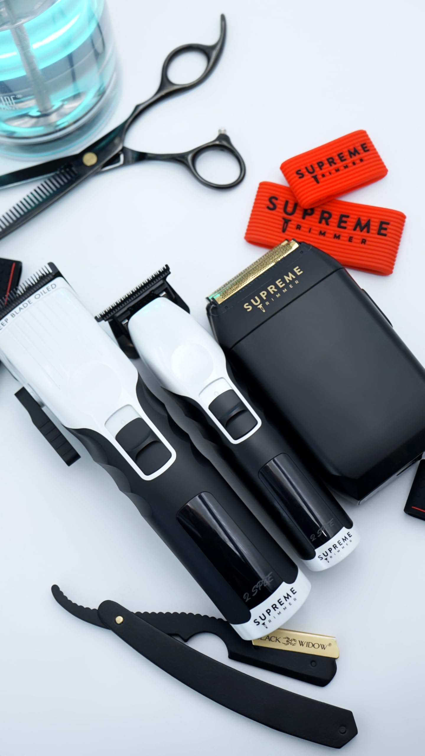 Supreme Trimmer 3-in-1 Barber Bundle | 2Spee Clipper, 2Spee Trimmer & Crunch Foil Shaver | Professional Beard Trimmer Men’s Hair Clipper Kit | White