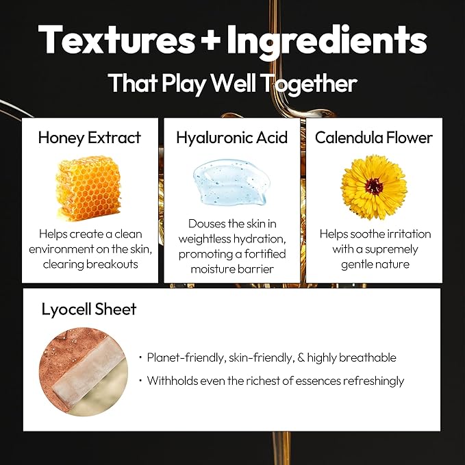 LAPCOS K Beauty Honey Sheet - Nourishing Face Mask (Pack of 5)