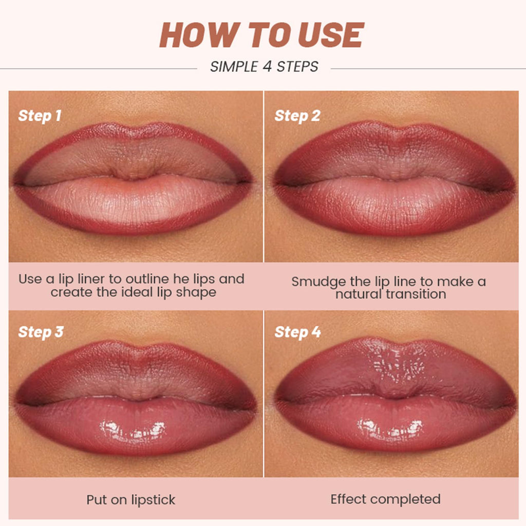 Erinde 2pcs Lip Liner and Lipstick Combo Set, Matte Lipliner Pencil & Hydrating Lip Gloss Makeup Kits for Women, Waterproof, Long Lasting, Highly Pigmented, Nude Brown Natural Lipstick, 07