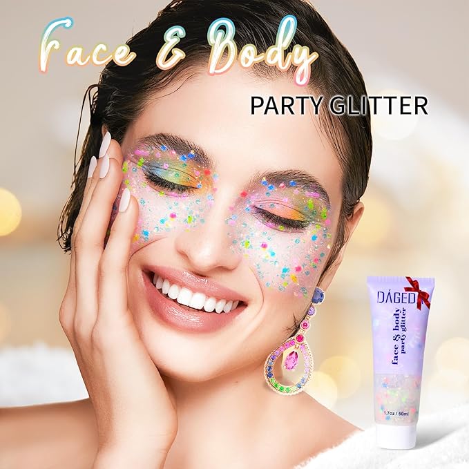 DAGEDA Colorful Body Glitter Gel, Sparkly Hair Face Glitter Makeup Accessories