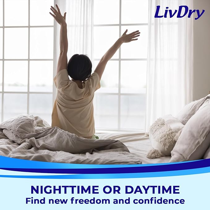 LivDry M Overnight Adult Diapers for Women and Men, Incontinence Underwear, Medium, 68-Pack