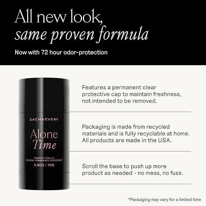 Each & Every Natural Deodorant, EWG Verified & Vegan (2.5oz)