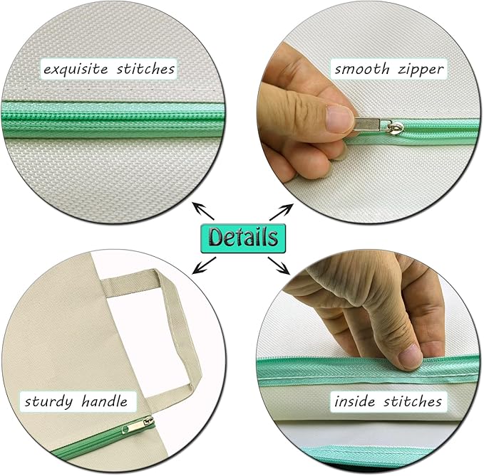 A4 Mesh Zipper Pouch, Waterproof File Bag with Handle,Foldable Document Organizer for School, Office, Travel - Durable Folder with Puzzle Project/Cross Stitch (4)