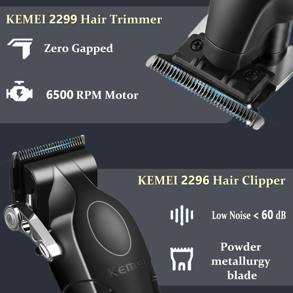 KEMEI Professional Hair Clippers and Trimmers Set Cordless Barber Clippers