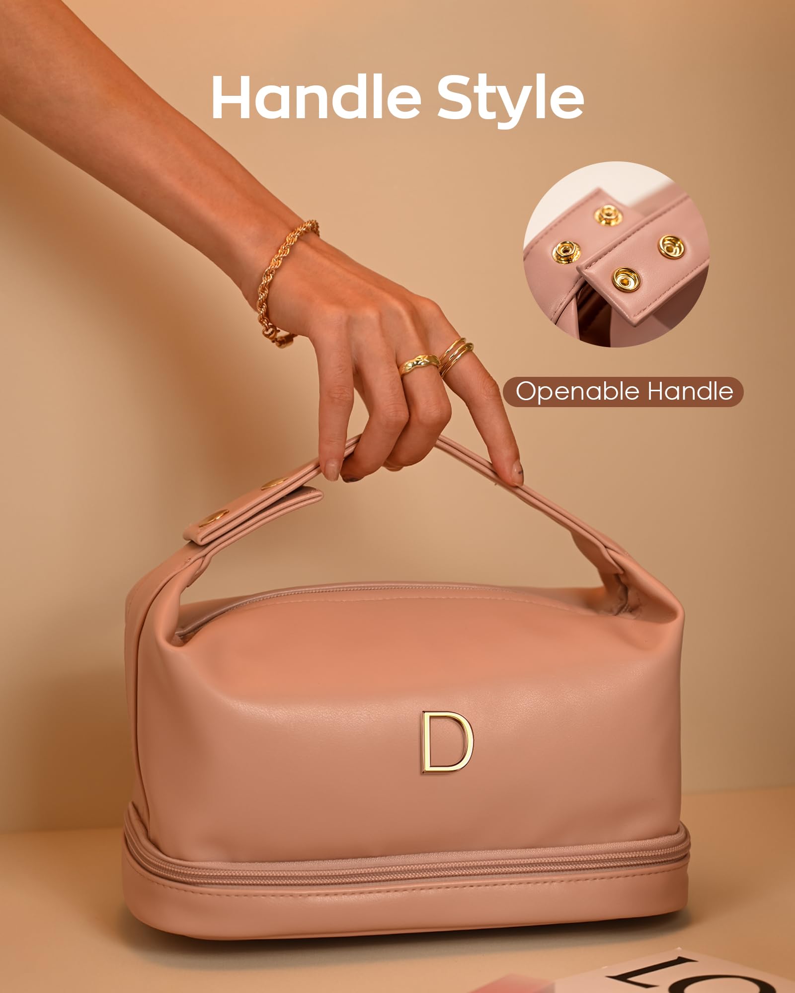 Vogewood Travel Gifts Initial Cosmetic Bags Personalized Gifts with Handle