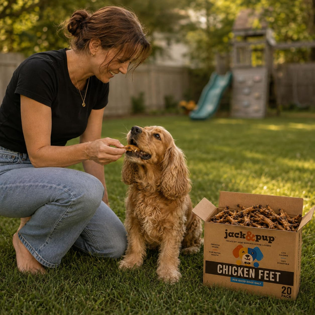 Jack&Pup Dried Chicken Feet Dog Treats | 100% Natural, Fully Digestible, Dehydrated Chicken Feet for Dogs High Protein, Joint Support (75 Pack) Economical Alternative to Duck Foot and Pig Ears