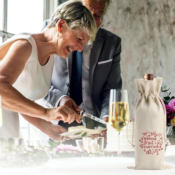 BARREEMO Engagement Wine Gift Bag Wedding Engaged Gifts for Newlyweds Couple Women Men Bridal Shower Gifts for Bride and Groom Pairs Well with Wedding Planning Gonna Get Married Wine Bags