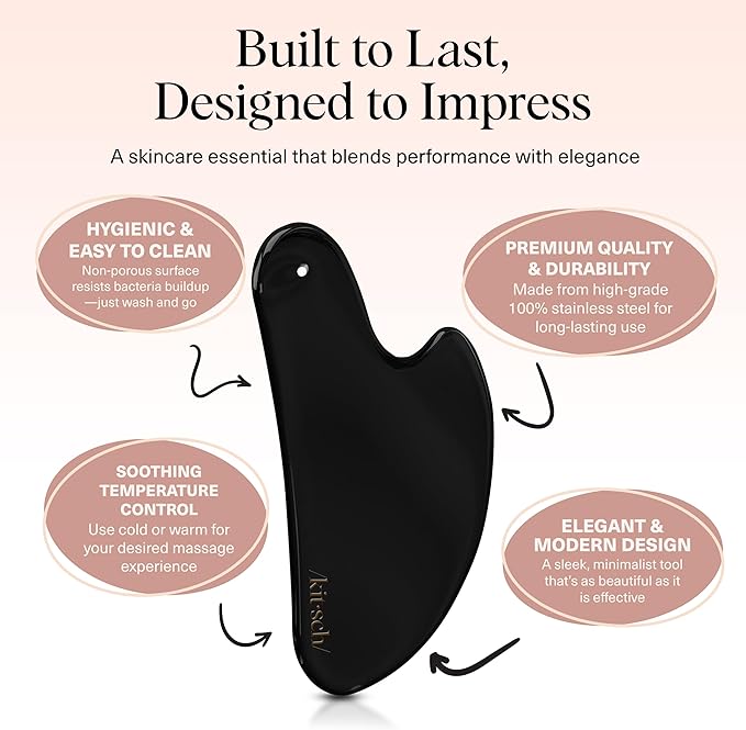Kitsch Stainless Steel Guasha Tool for Face - Matte Black