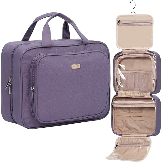 NISHEL Travel Toiletry Bag for Women Hanging Organizer Makeup Case Pockets
