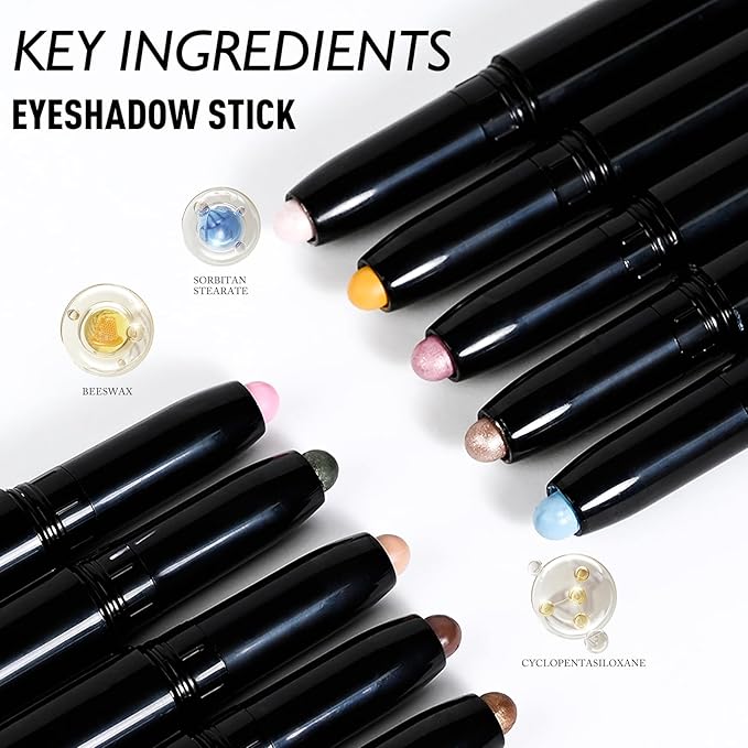 Wugbc Matte Eyeshadow Stick, Gray Cream Eye Shadow Stick Waterproof Neutral Brown Eyeliner Brightener Pencil Crayon Long-Lasting Eye Highlighter Makeup for Women Easy to Use High Pigmented