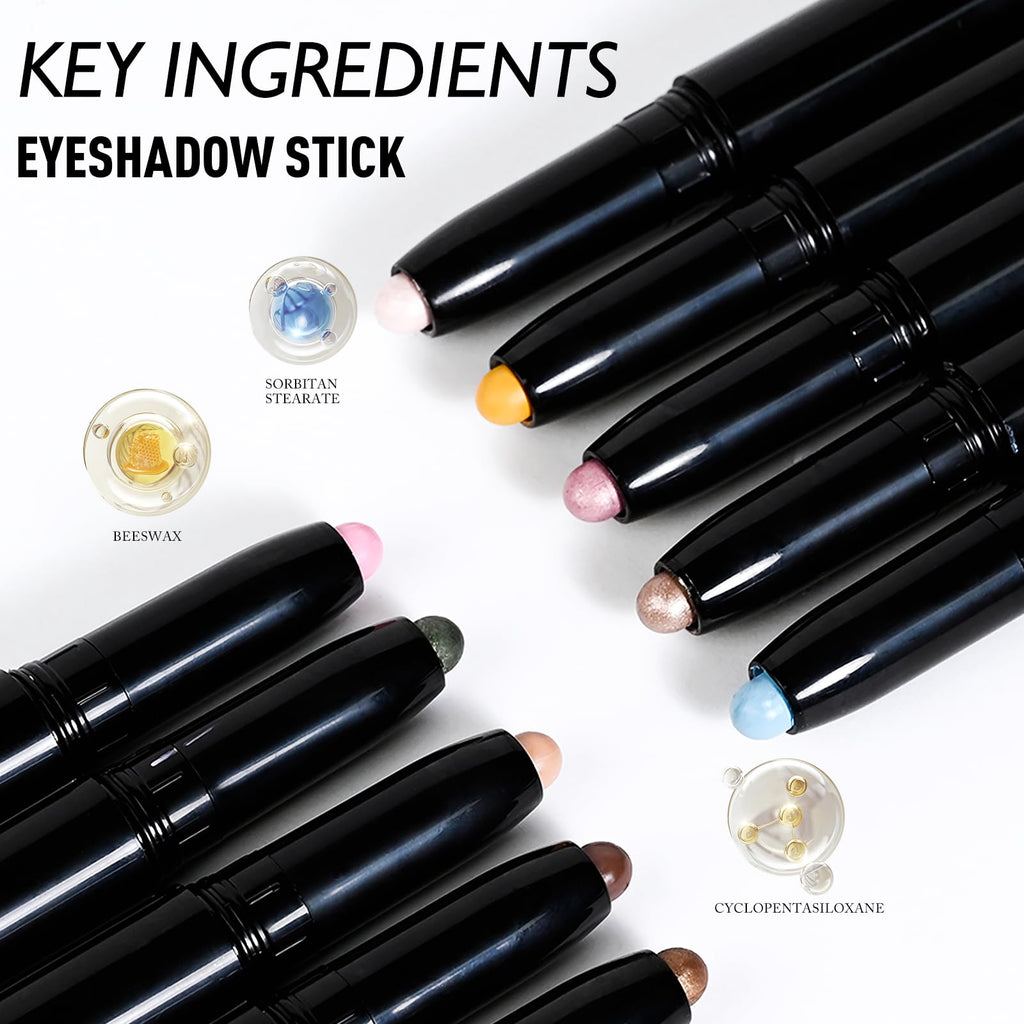 Wugbc Eyeshadow Stick Mauve, Matte Cream Eye Shadow Stick Waterproof Neutral Nude Eyeliner Brightener Pencil Crayon Long-Lasting Eye Highlighter Makeup for Older Women Easy to Use High Pigmented