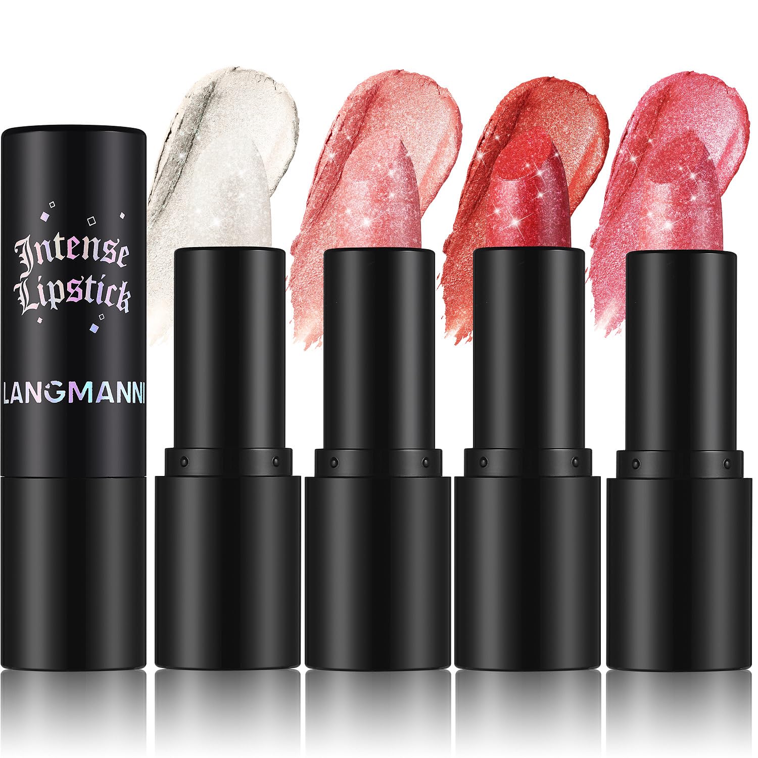 Jolilab Sparkling Lip Gloss, Long Lasting Waterproof Moisturizer Lip Balm Glitter Shimmer Metallic Lipstick, Diamond Shiny Lipstick for Women Girls, Non-sticky