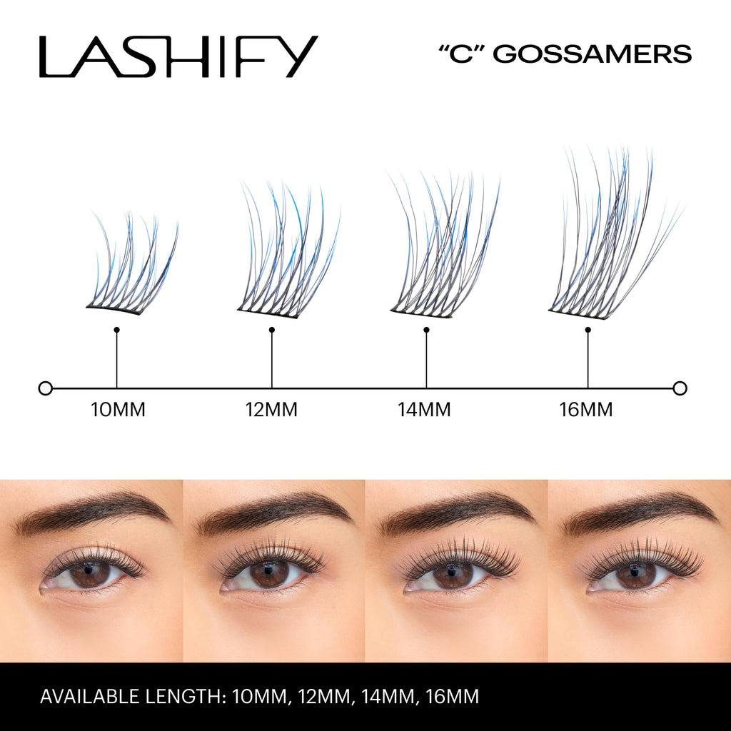 Lashify Curl 16mm Gossamer Eyelash Extensions Refill in Ombre Blue, Easy DIY False Lashes for a Natural Look