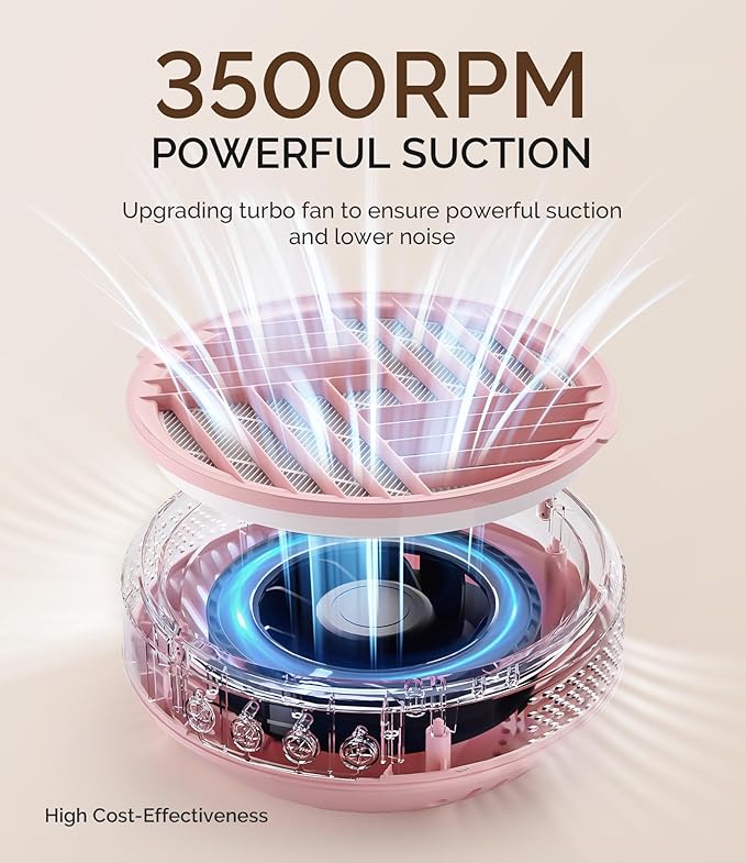 MelodySusie Advanced Cordless Nail Dust Collector, SProR 3500RPM Powerful Portable Nail Vacuum Fan with 3 Suction Modes,Reusable Filter & Low Noise for Mobile Nail Tech, DIY Nail Artist & Home Use