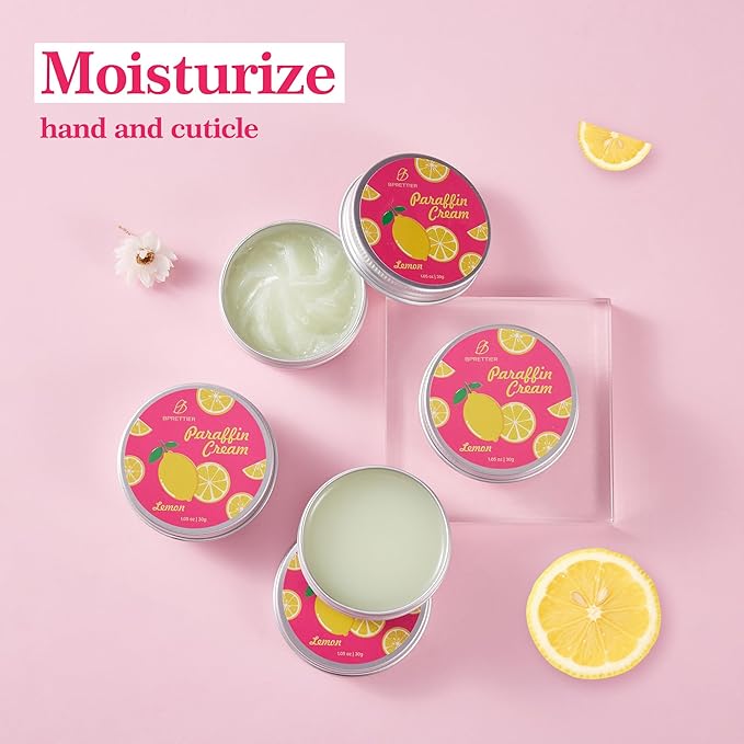 BPrettier Cold Paraffin Wax Cream for Hands and Feet, Shea Butter Cuticle Balm, Lemon Scent Home Spa, No-Heat Moisturizing Mask