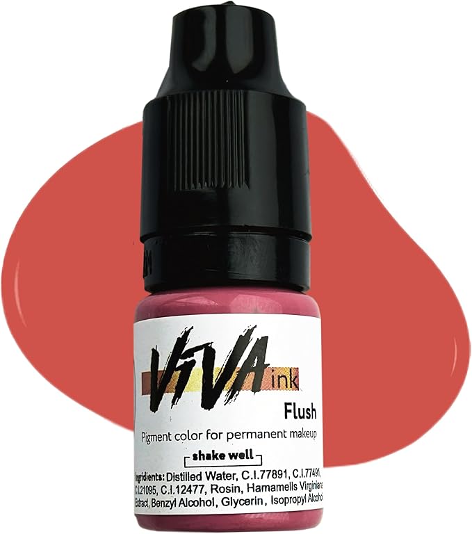 VIVA INK Lip Pigment – Flush – Permanent Lip Makeup – Microblading Ink for Durable and Colorful Lips – Long Lasting Color Lip Cosmetics (0.2 oz)